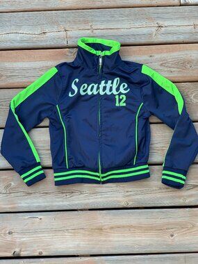 Seattle Seahawks NFL Football Full Zip Jacket Kids 10 Blue Green 12 Unisex Coat